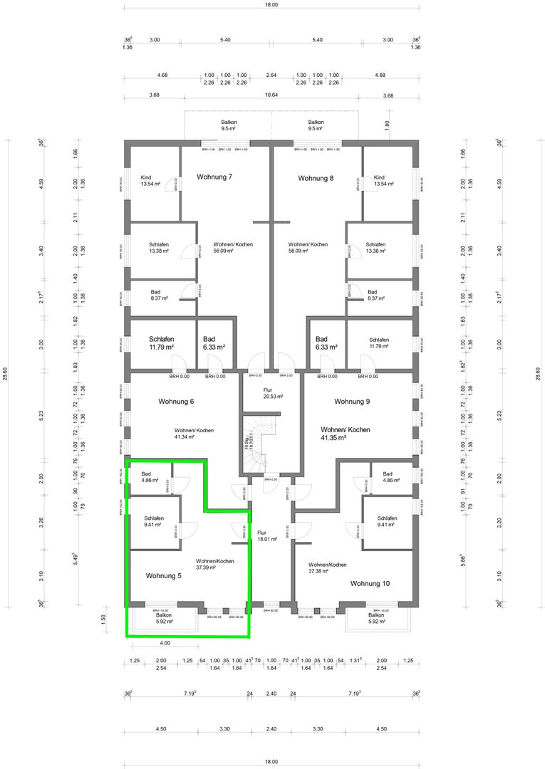 2 Raum Wohnung, Wohnung 5, 1.OG